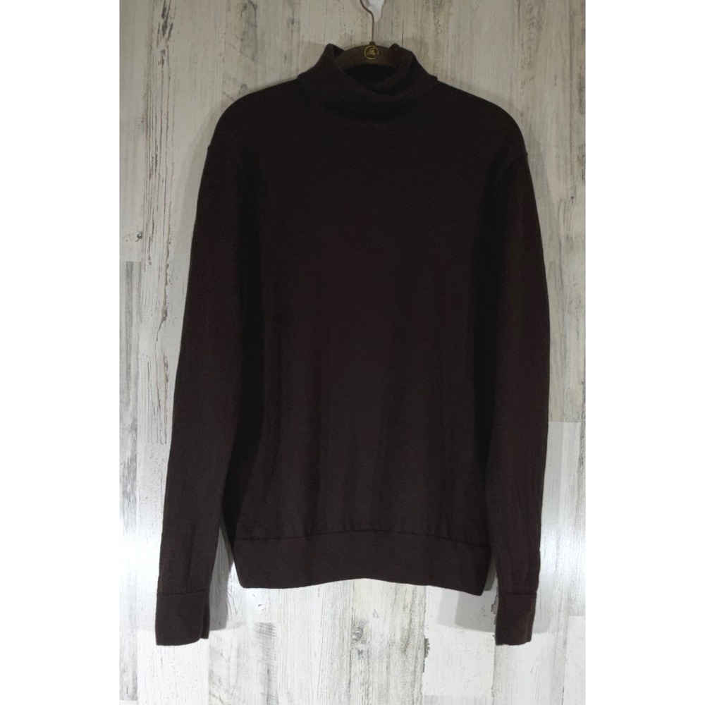Banana Republic Merino Wool Turtleneck L Sweater Chocolate Brown Classic Preppy